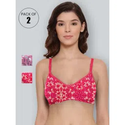 Lyra Fuchsia & Pink Cotton Printed T-Shirt Bras - Pack Of 2-picture-28