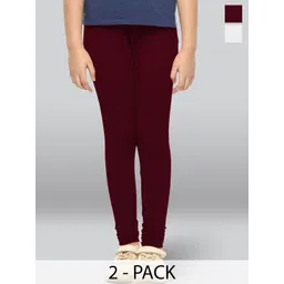 LYRA Girls Pack Of 2 Cotton Ankle-Length Leggings-picture-39