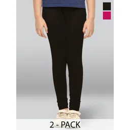 LYRA Girls Pack Of 2 Cotton Ankle-Length Leggings-picture-40