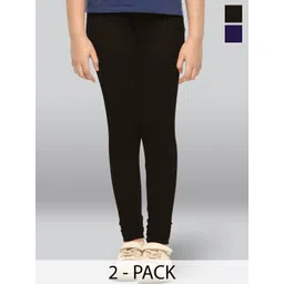 LYRA Girls Pack Of 2 Cotton Ankle-Length Leggings-picture-31