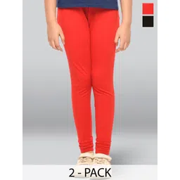 LYRA Girls Pack Of 2 Cotton Ankle-Length Leggings-picture-41