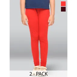LYRA Girls Pack Of 2 Cotton Ankle-Length Leggings-picture-42