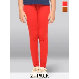 LYRA Girls Pack Of 2 Cotton Ankle-Length Leggings-picture-22