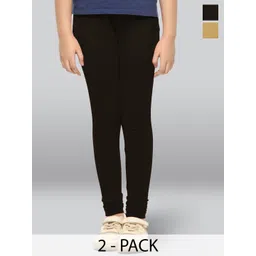 LYRA Girls Pack Of 2 Cotton Ankle-Length Leggings-picture-35