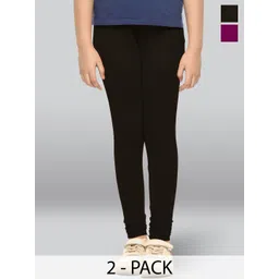 LYRA Girls Pack Of 2 Cotton Ankle-Length Leggings-picture-45