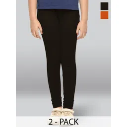 LYRA Girls Pack Of 2 Cotton Ankle-Length Leggings-picture-37