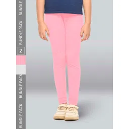 LYRA Girls Pack Of 2 Cotton Churidar Length Breathable Leggings-picture-25