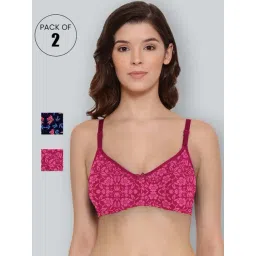 Lyra Navy & Magenta Cotton Printed T-Shirt Bras - Pack Of 2-picture-41
