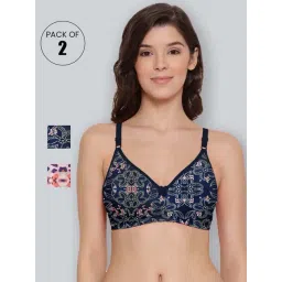 Lyra Navy & Pink Cotton Printed T-Shirt Bras - Pack Of 2-picture-15
