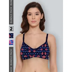Lyra Navy & Pink Cotton Printed T-Shirt Bras - Pack Of 2-picture-40