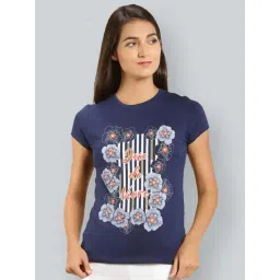 Lyra Navy Cotton Printed T-Shirt-picture-24