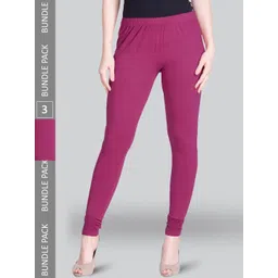 LYRA Pack Of 3 Churidar Length Cotton Lycra Leggings image 1