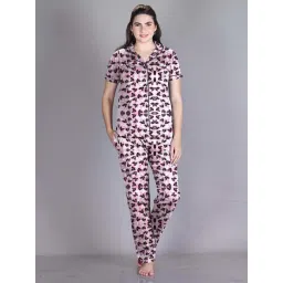 Lyra Pink & Black Cotton Printed Shirt Pyjama Set-picture-25