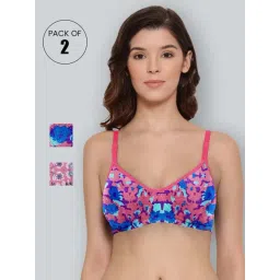 Lyra Pink Cotton Printed T-Shirt Bras - Pack Of 2-picture-21