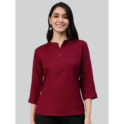 LYRA Purple Mandarin Collar Top-picture-30