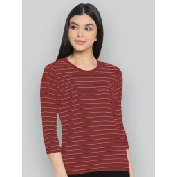 Lyra Rust Cotton Striped T-Shirt-picture-12