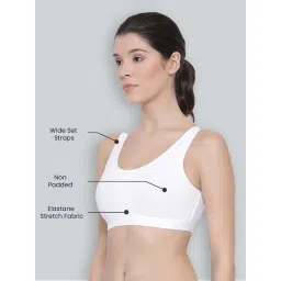 Lyra White Cotton Sports Bra image 3