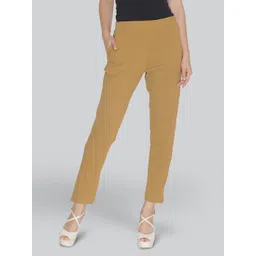 LYRA Women Beige Smart Solid Trouser-picture-33