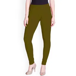 LYRA Women Green Solid Cotton Churidar Leggings-picture-37