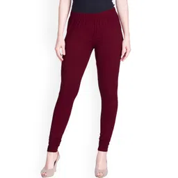 LYRA Women Maroon Solid Churidar-Length Leggings-picture-16