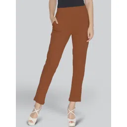 LYRA Women Mid-Rise Original Fit Knitted Casual Cotton Trousers-picture-41