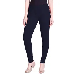 LYRA Women Navy Blue Solid Churidar-Length Leggings-picture-35