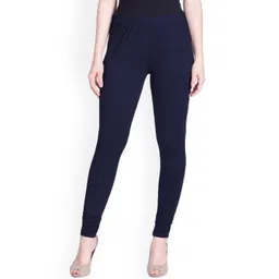 LYRA Women Navy Blue Solid Churidar Length Leggings-picture-34