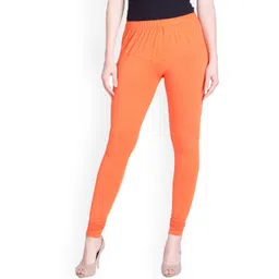 LYRA Women Orange Solid Churidar-Length Leggings-picture-39