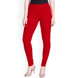 LYRA Women Pack of 2 Red & Green Solid Churidar Length Leggings-picture-38