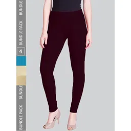 LYRA Women Pack Of 4 Churidar-Length Cotton Lycra Leggings-picture-30