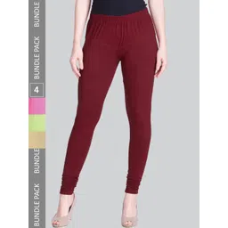 LYRA Women Pack Of 4 Churidar-Length Cotton Lycra Leggings-picture-32