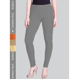 LYRA Women Pack Of 4 Churidar-Length Cotton Lycra Leggings-picture-41