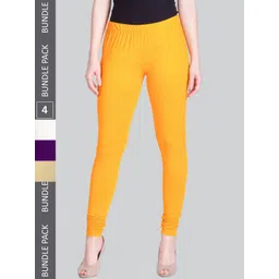 LYRA Women Pack Of 4 Churidar-Length Cotton Lycra Leggings-picture-43