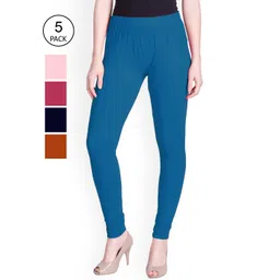 LYRA Women Pack of 5 Solid Churidar Length Leggings-picture-37
