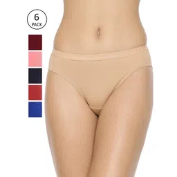 LYRA Women Pack Of 6 Assorted Solid Cotton Bikini Briefs-picture-26