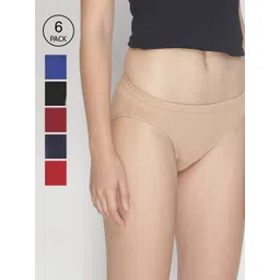 LYRA Women Pack Of 6 Assorted Solid Cotton Bikini Briefs-picture-25