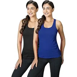 lyra Women's Stretchable Premium Cotton Racerback Tank Top (Pack of 2)-picture-25