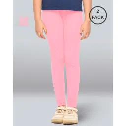 lyra Pack of 2 Girls Cotton Elastane Stretch Slim Fit Leggings image 1