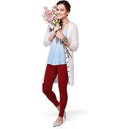 lyra Women's Skinny Fit Cotton Blend Leggings (Lyra_AL_FS_13 Maroon_Maroon_L) image 1
