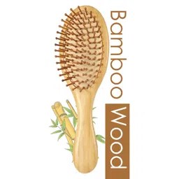 Lyrovo Bamboo Hair Brush for Hair Growth, Natural Bamboo Bristles Detangling Wooden Paddle Hairbrush for Massaging Scalp image 1