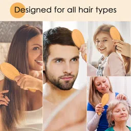 Lyrovo Bamboo Hair Brush for Hair Growth, Natural Bamboo Bristles Detangling Wooden Paddle Hairbrush for Massaging Scalp image 4