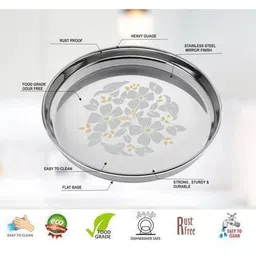 lyticx Stainless Steel Classic Designer Thali – 27cm Dinner Plate Khumcha Dinner Plate image 4