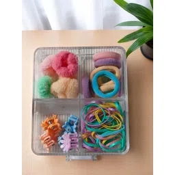 LYTIX Girls Pack Of 30 Soft Elastic Bands Hair Ties & Mini Claw Clips - Assorted-picture-52