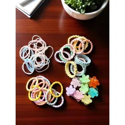 LYTIX Girls Pack Of 30 Soft Elastic Bands Hair Ties & Mini Claw Clips - Assorted-picture-29