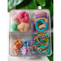 LYTIX Girls Pack Of 30 Soft Elastic Bands Hair Ties & Mini Claw Clips - Assorted-picture-25