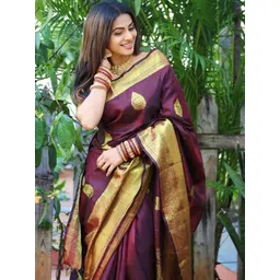 Lyzoo Woven Design Zari Art Silk Saree-picture-14