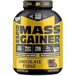 M B Muscle Builder's Rapid Mass Gainer High Protein Muscle Mass Gainer with Creatine, 756 Calories & 16g Protein, Gain Strength & Size, Weight Gainer [3 Kg / 6.6 lb, Chocolate Fudge]-picture-23