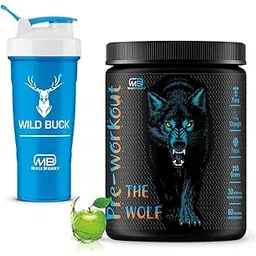 M B Muscle Builder's The Wolf Pre Workout Supplement with Creatine Monohydrate, L-Arginine, Beta-Alanine, Caffeine Anhydrous - For Men & Women [30-60 Servings, Green Apple, 255g] With Free Shaker-picture-11