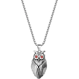m men style Alloy-Metal Owl Pendant Necklace – Green & Red Eyes | Gothic Punk Bird Jewelry | Men’s & Women’s Edgy Fashion Accessory Fashion Jewelry-picture-25