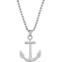 m men style Anchor Ship Wheel Nautical Silver Zinc Metal Ship Pendant Necklace Chain for Men and Women-picture-44